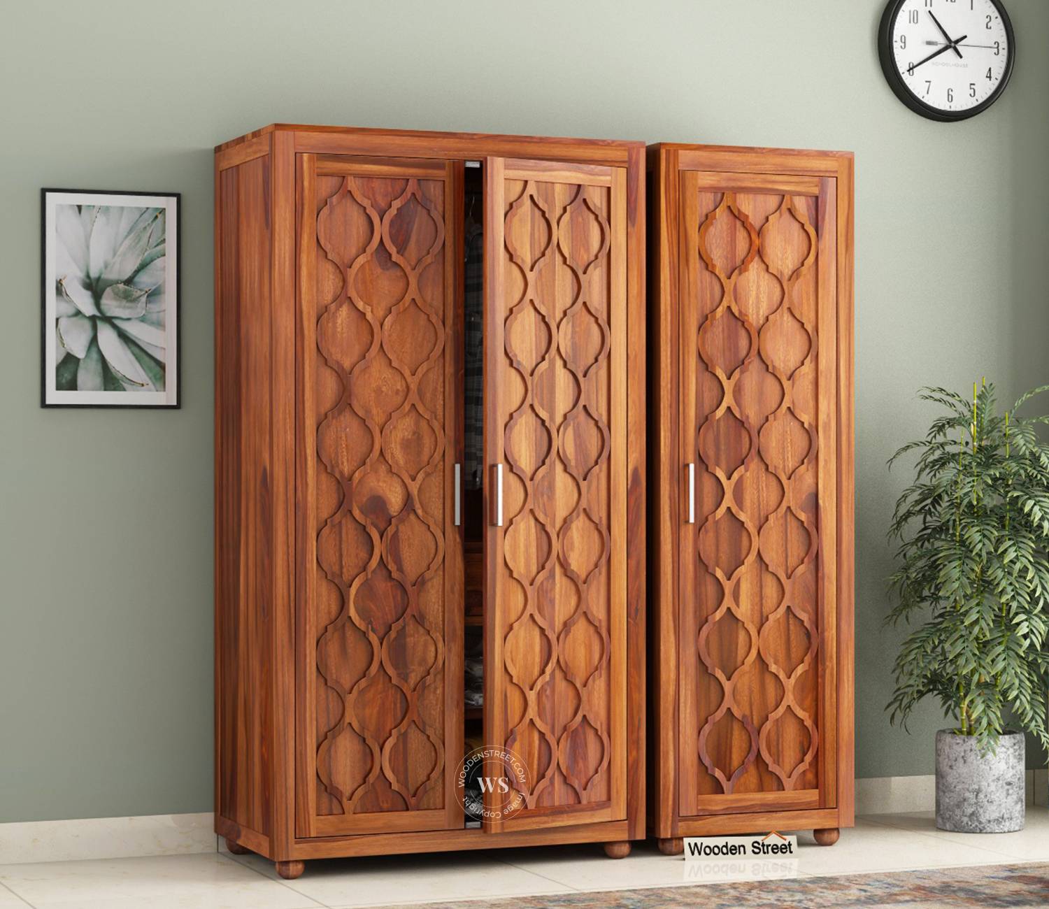 Montana 3 Door Multi-Utility Wardrobe – Honey Finish